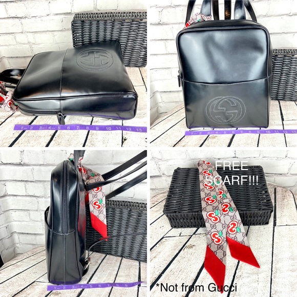 Gucci SOHO black leather backpack with organizer and scarf - Picture 16 of 16